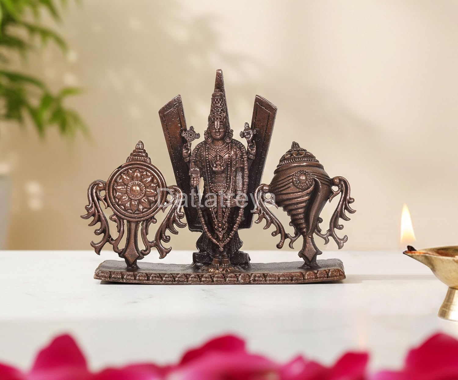 AONA Copper Tirupati Bala ji Shankh Chakra Namah Statue