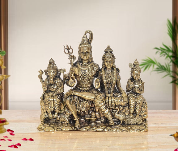 AONA Bronze Shiv Parivar with Kartikeya and Ganesha Idol