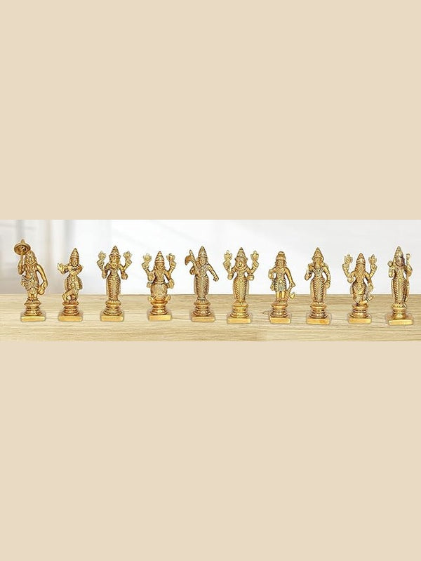 Brass Vishnu DashAvatar Statue Set of 10 (Height : 3.0 Inches) Mandir Setting