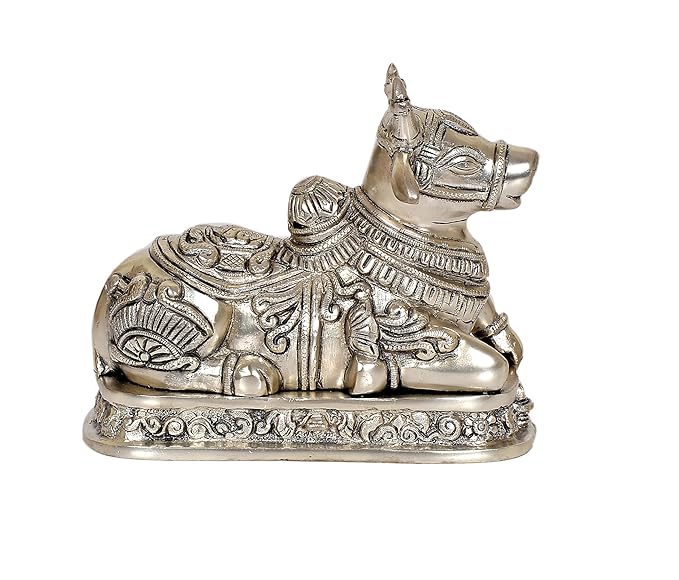 Brass Nandi Kamdhenu Cow Statue Idol Murti for Home Decor Temple | Height : 4 Inches Craft Detail