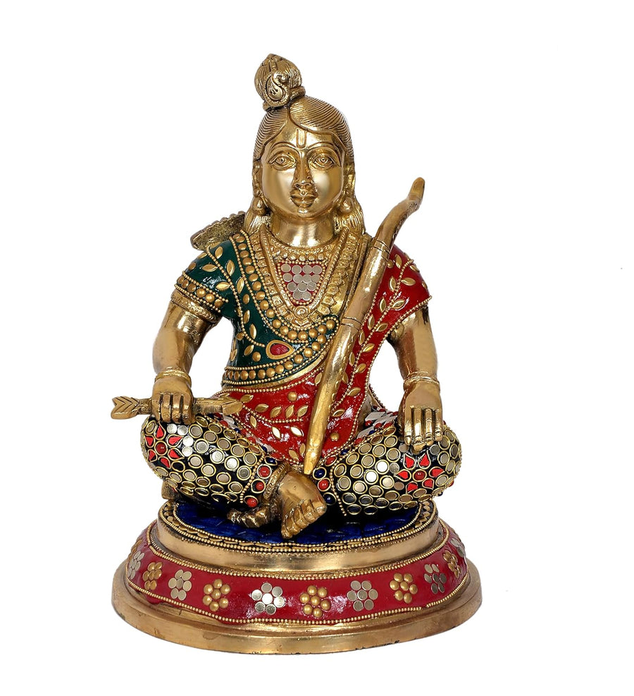 Brass Ram Lalla Sitting Idol Murti Stone Work (Height : 11 inch) Craft Detail