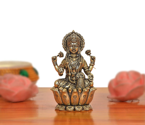 Superfine Brass Goddess Lakshmi Idol (Height: 2.5 Inch) Study Setting