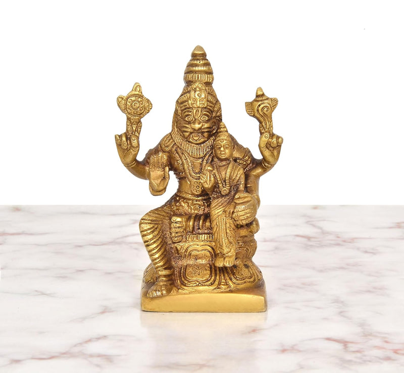 Brass Lakshmi-Narasimha Idol (Height 5.5 Inch)