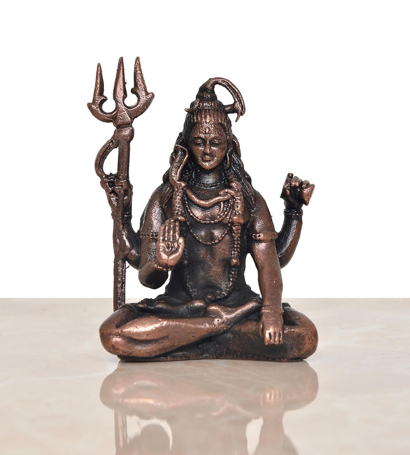 Copper Lord Shiva Sculpture for home mandir (Height : 2 Inch)