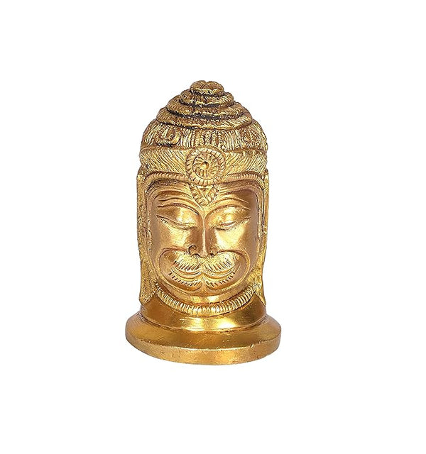 Brass Hanuman Head Face Idol Showpiece Home Office Golden Height 4 Inches Entryway Setting
