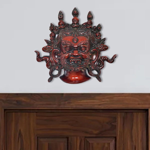 Brass Nazar Battu Mahakala Wall Hanging (Height : 7.5 inch) Multicolour 2 Mandir Setting