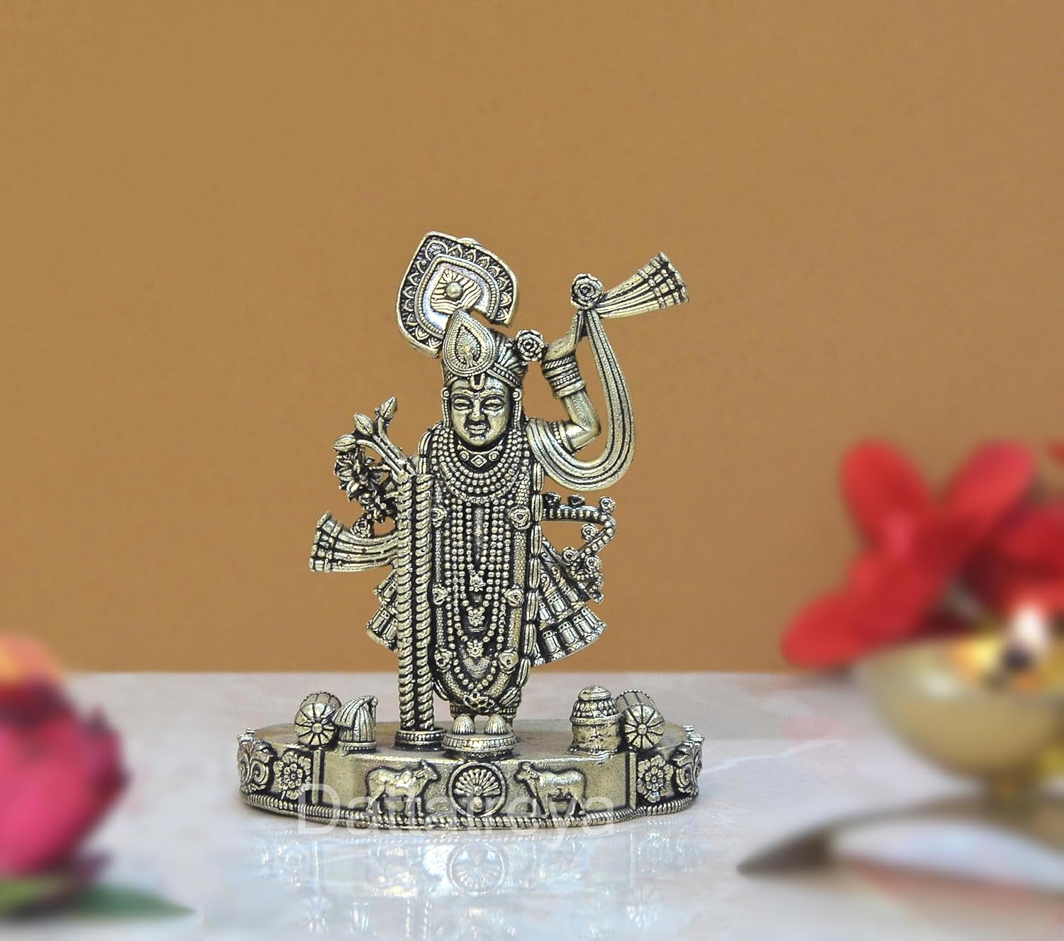 AONA Bronze Shreenathji Thakur ji Bihari ji Statue Small and superfine detailing brass