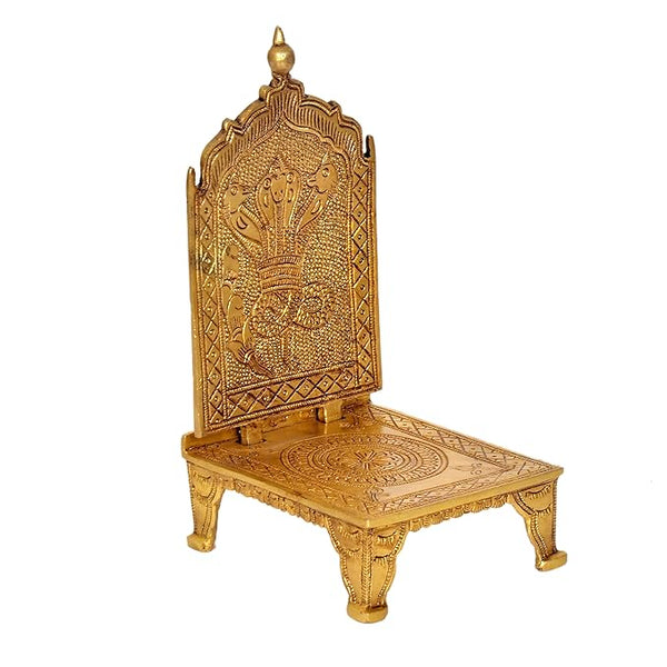 Brass Bhagwan Chowki Palki for Idol Statue Temple Home Decor | Height : 7 Inches Study Setting
