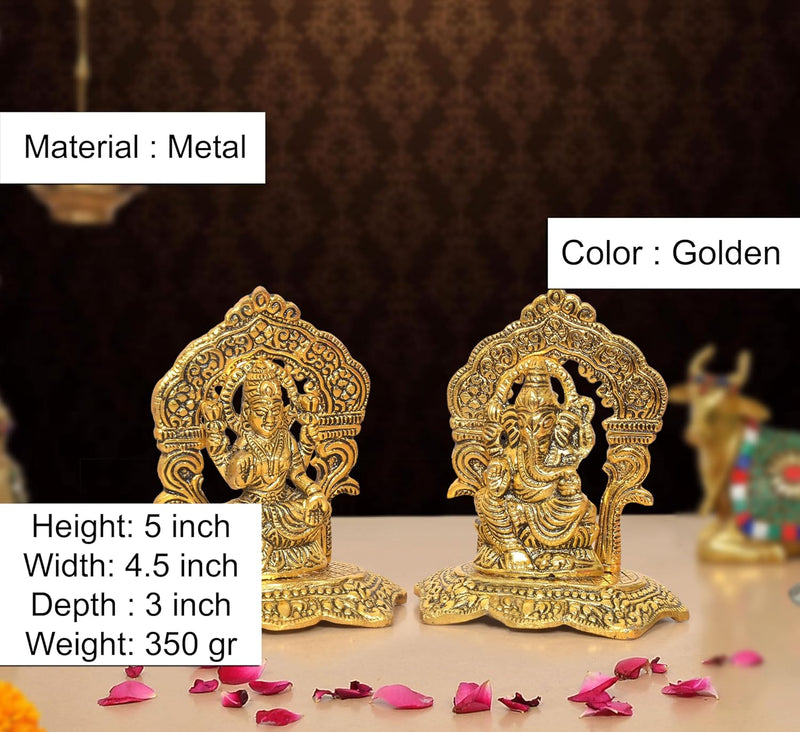 Metal Lakshmi Ganesh Statue (Height 5 Inch)