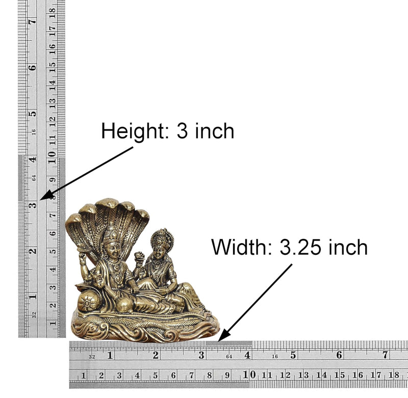 Bronze Maa Lakshmi with Lord Vishnu On Sheshnag Idol (Height 3 Inch)