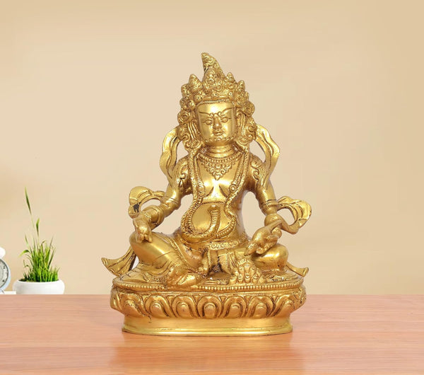 Brass Kuber Bhagwan Murti (Height 9 Inch) Mandir Setting