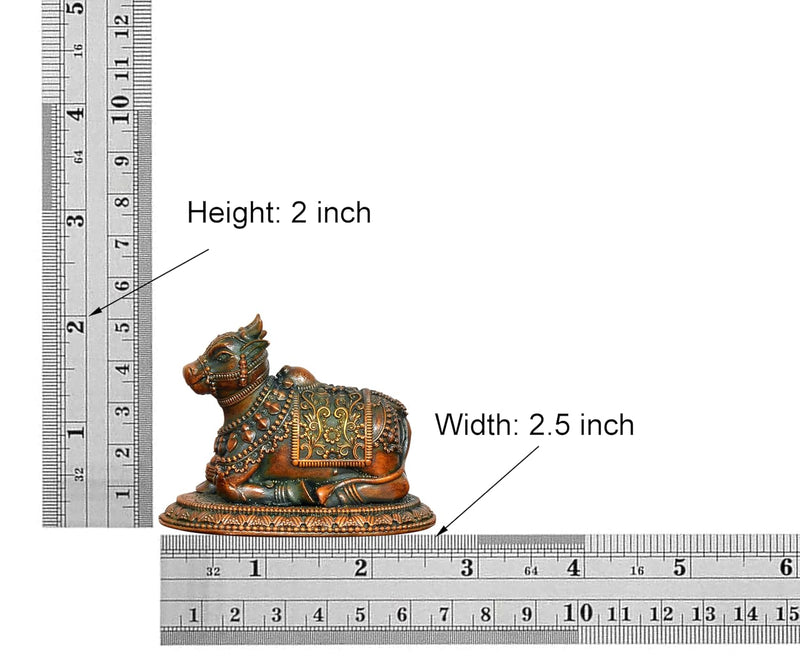 Bronze Shiva Seated Nandi Statue (Height: 2 Inch)