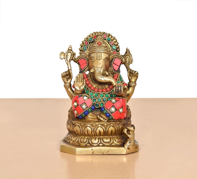 Brass Ganesha Statue (Height 6 Inch)