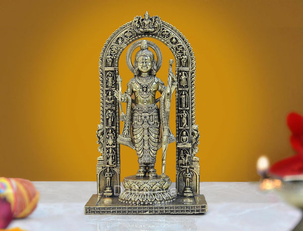 Superfine Brass Ram ji ki Murti Ram Lalla Statue in Ayodhya Mandir for Home and Office Decor (Height 8 inch) Mandir Setting