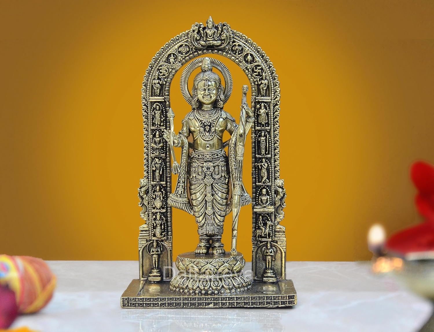 Superfine Brass Ram ji ki Murti Ram Lalla Statue in Ayodhya Mandir for Home and Office Decor (Height 8 inch)
