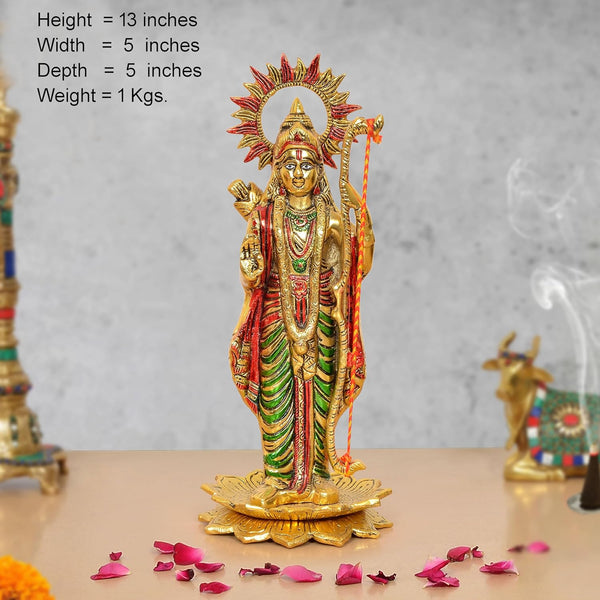 Metal Standing Ram ji sculpture (Height :13 Inch) Entryway Setting