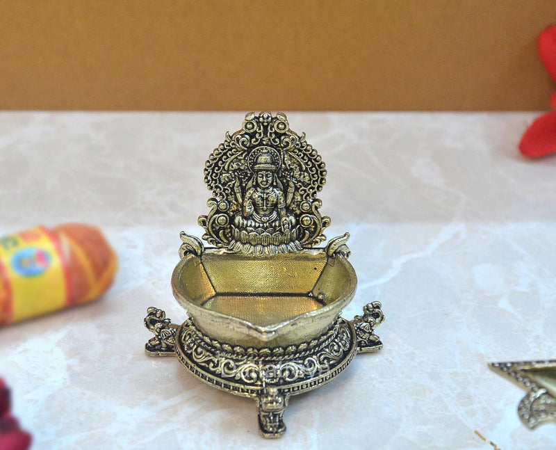 Superfine Brass Lakshmi Laxmi Diya Oil Lamp for Diwali Pooja Gift Decoration Showpiece (Height 3 Inch)