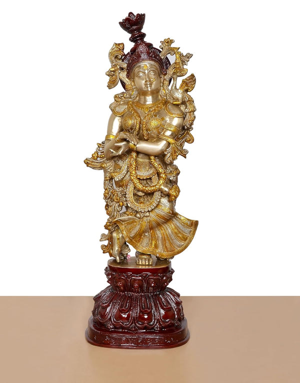 Brass Radha Rani Murti (Height 37 inch) Study Setting
