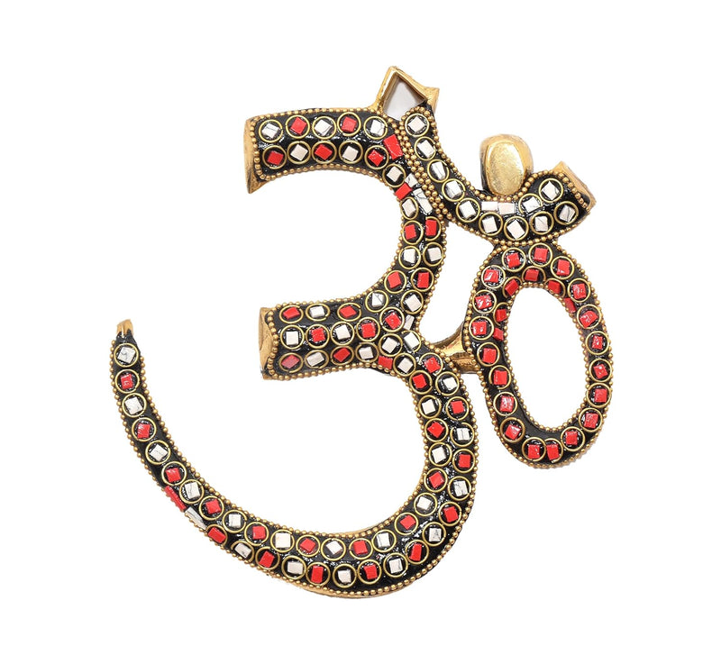 Brass OM Wall Hanging Sculpture (Height: 6 Inch) (Multicolor 3)