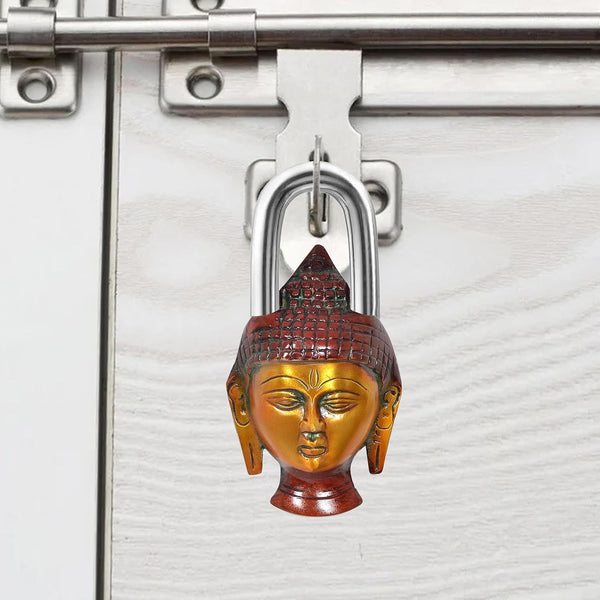 Brass Gautam Buddha Face Door Lock (Height : 6 inch) Mandir Setting