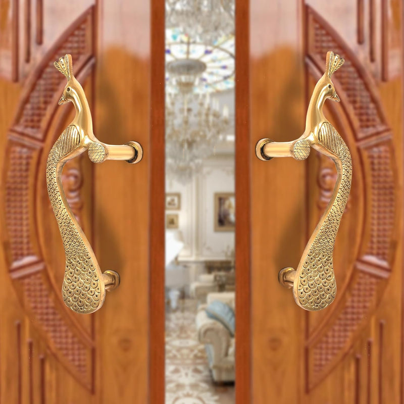 AONA Brass Peacock Design Door Handle Pair (Pack of 2)