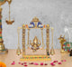 AONA Brass Ganesha On Swing Ganesha Jhula with Two Parrot Holding Chain