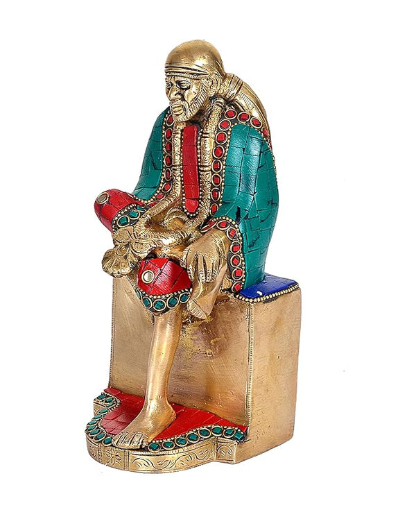 Shirdi, Sai Baba Idol Hindu Lord Statue in Brass Height : 7 inch Entryway Setting
