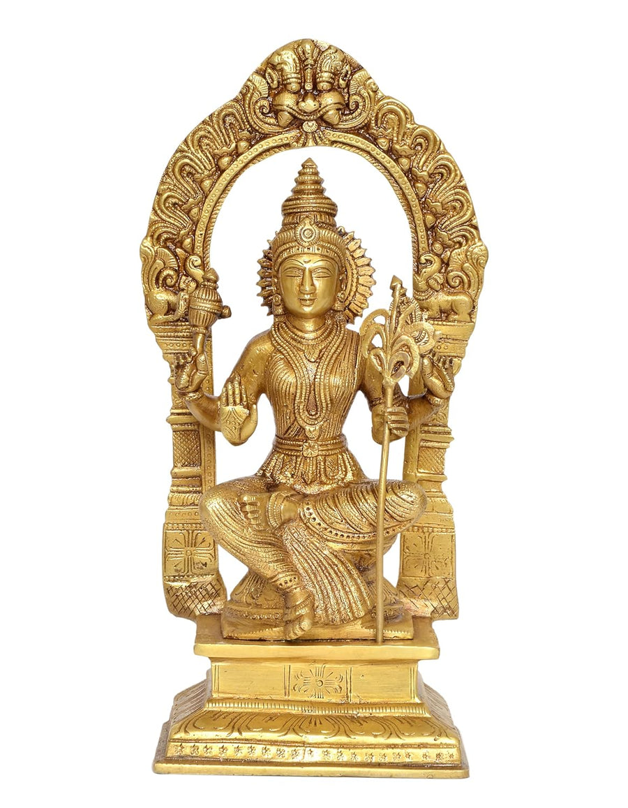 Brass Goddess Rajarajeshvari Idols, Tripura Sundari Murti, Lalita Devi, Rajarajeshwari Sculpture, Raj Rajeshvari Statue,(Height : 10.5 inch) Craft Detail