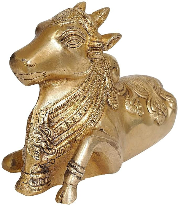 Brass Nandi-Vahana of Shiva, Height: 5 Inch Entryway Setting