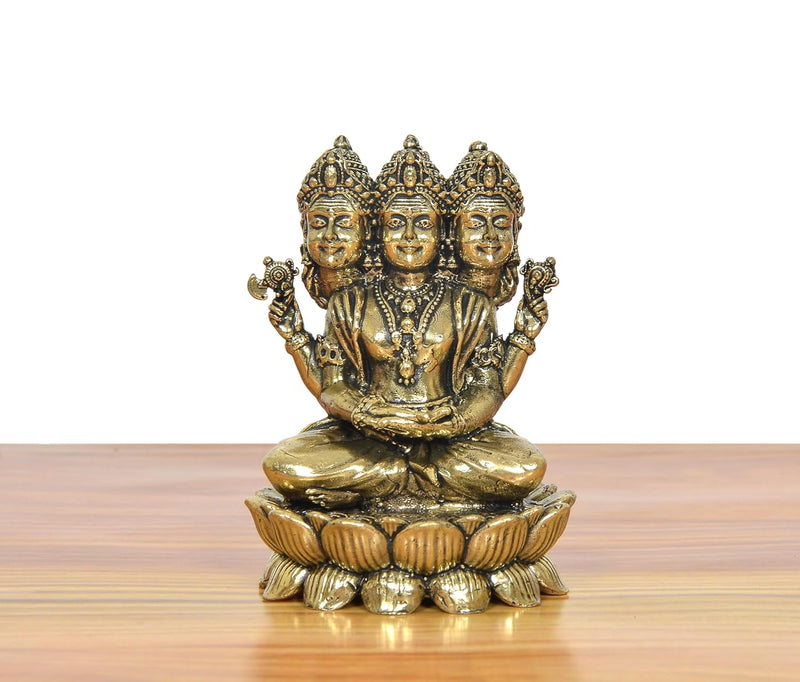 Bronze Trimurti Brahma Vishnu Mahesh Idol (Height 2 Inch)