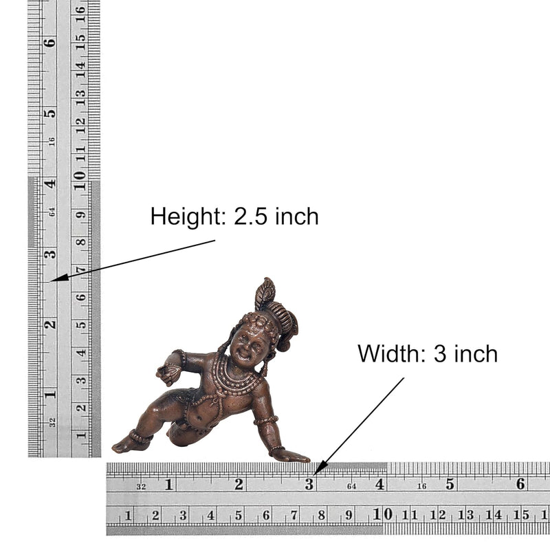 Copper Lord Bal Gopal Krishna Laddu Gopal Idol (Height 2.5 Inch)