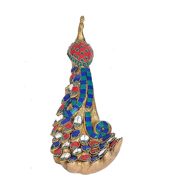 Brass Peacock Handmade Showpiece (Height: 7 Inches) Study Setting
