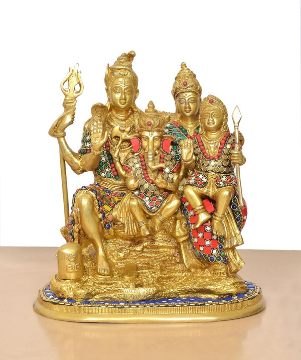 Brass Shiv Parivar Idol (Height 12 Inch) Study Setting