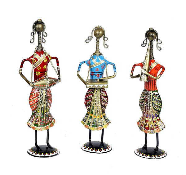 Iron Musician Lady Set of 3 Decorative Showpiece (Height: 12 Inches) Entryway Setting