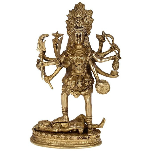 Goddess Kali Mahakali/kalika/Shakti Lord Brass Idol Statue (7 x 3 x 11 Inches) Mandir Setting