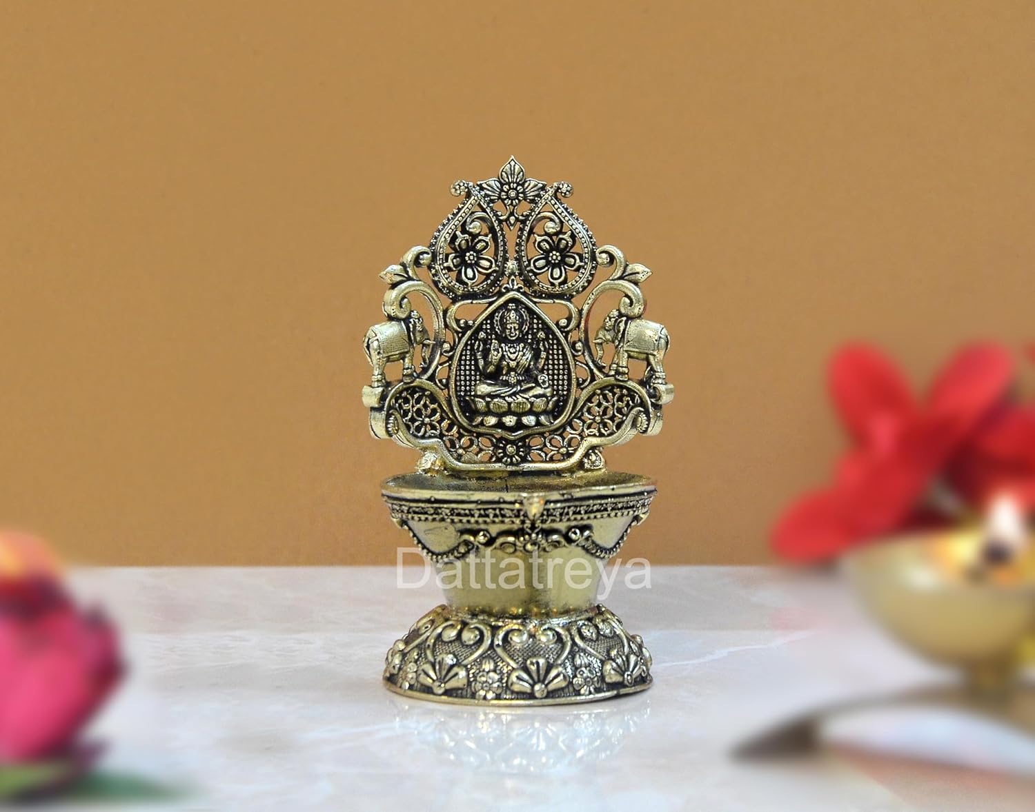 Bronze Laxmi Diya Oil Lamp (Height 4 Inch)