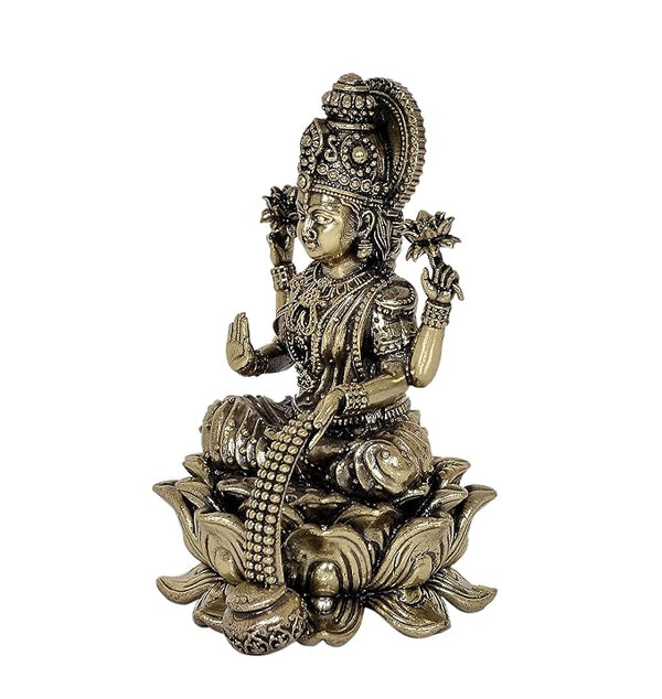 Fine Brass Lakshmi Laxmi Statue Idol Murti for Home Temple Office Mandir, (Height: 4 Inch) Study Setting