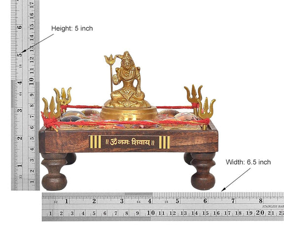 Brass 12 Jyotirling Chowki with Lord Shiva Feng Shui showpiece (Height 5 Inch)