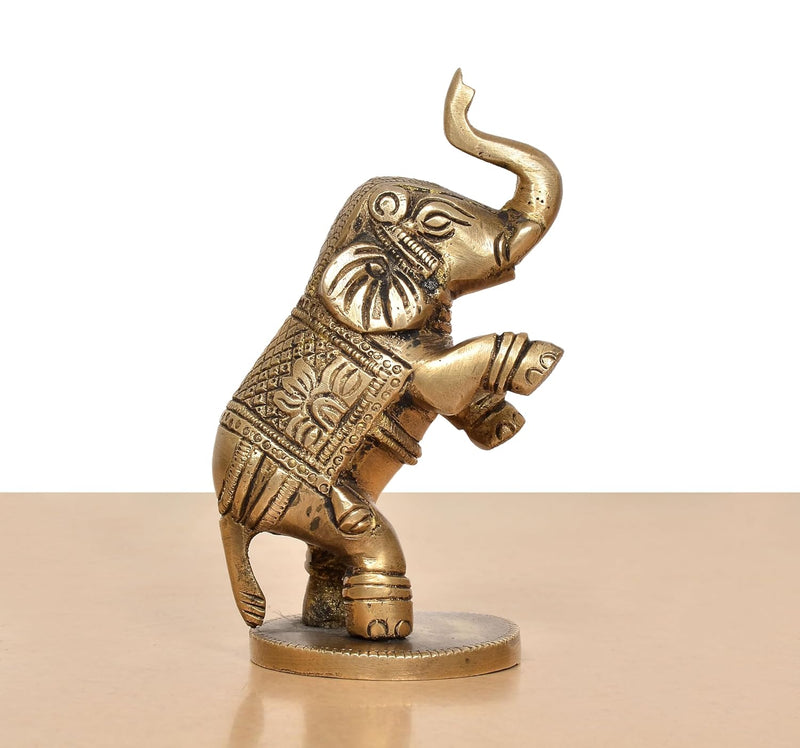Brass Elephant Figurine (Height 4 Inch)