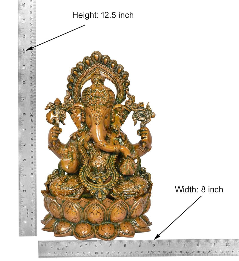 Brass Lord Ganesha Idol (Height 12.5 Inch)