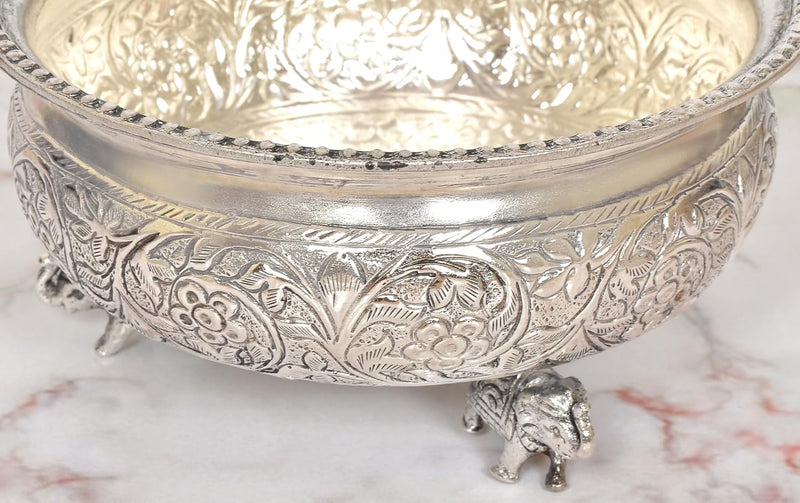 Brass Elephant with Urli Bowl (Height : 3 Inches)