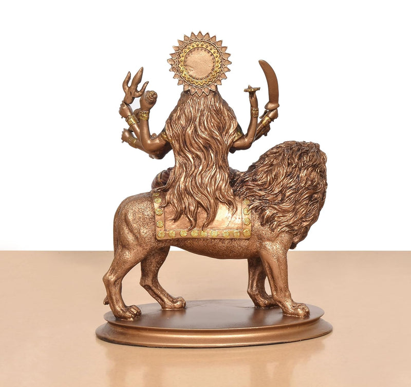 Resin Durga Maa with Lion Idol (Height: 10 Inch)