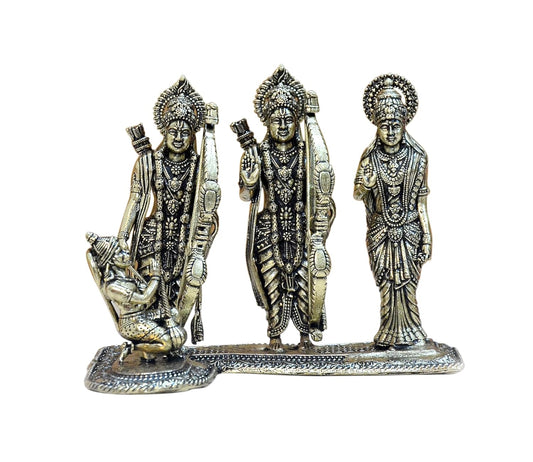 Superfine Brass Ram Darbar with Sita Lakshman Hanuman Bronze Finish Statue, for Home Decor Pooja Mandir (Height 3 inch)