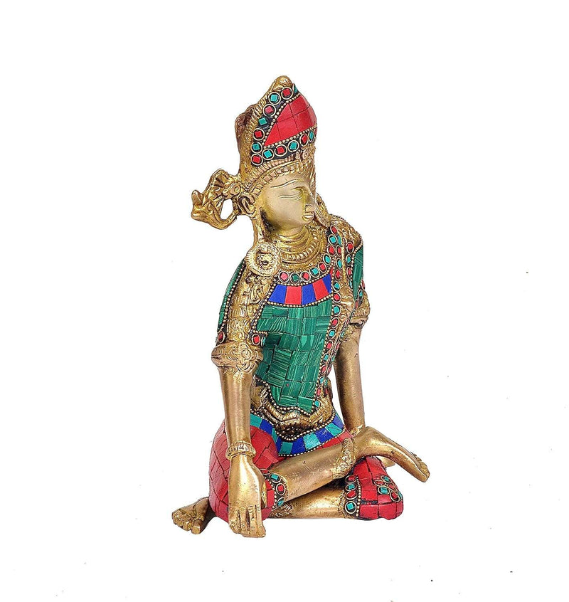 Brass Lord Indra Dev Idol (Height : 9.5 inches)