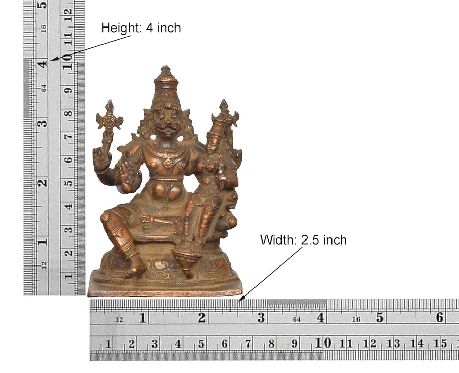 Copper God Lakshmi Narasimhar Idol (Height 4 Inch) Craft Detail