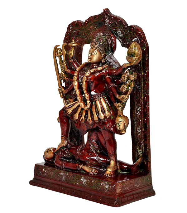 Brass Goddess Mahakali Kali MATA Idol Statues with Shivji, Home Decor Pooja Mandir (Height: 9.5 inch) Study Setting