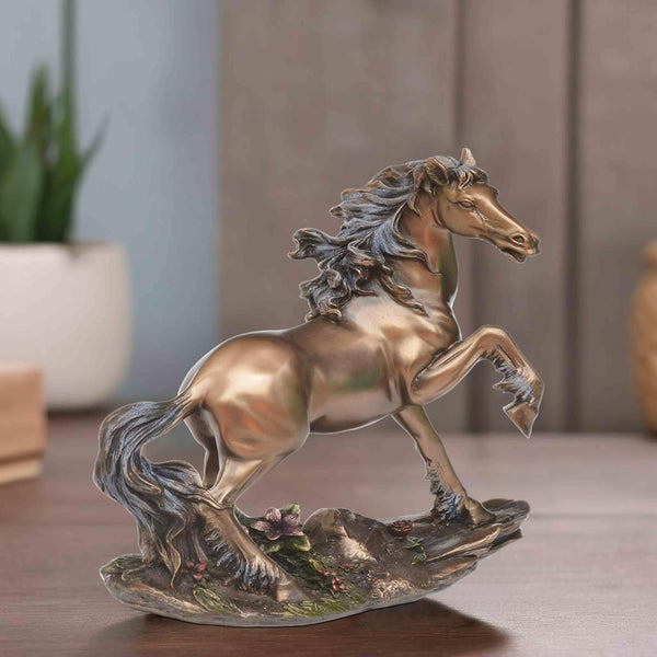 PolyResin Running Horse Showpiece (Height: 9 Inch) Mandir Setting