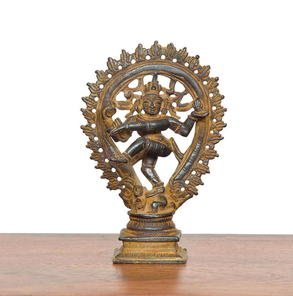Fine Brass Natraja Dancing Shiva Idol (Height: 4.5 Inch)