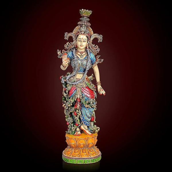 RESIN Cold Cast Marble Dust Radha Rani Radhika Idol Murti Statue for mandir, 15 inch Entryway Setting