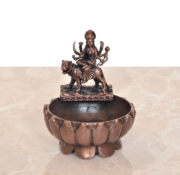 Copper Durga Maa Urli Bowl for Ganga Jaal (Height 3 Inch) Entryway Setting